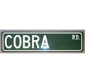 Cobra Road Metal Street Sign 6x24 - Novelty Garage Art for Auto Enthusiasts
