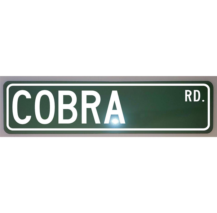 Cobra Road Metal Street Sign 6x24 - Novelty Garage Art for Auto Enthusiasts