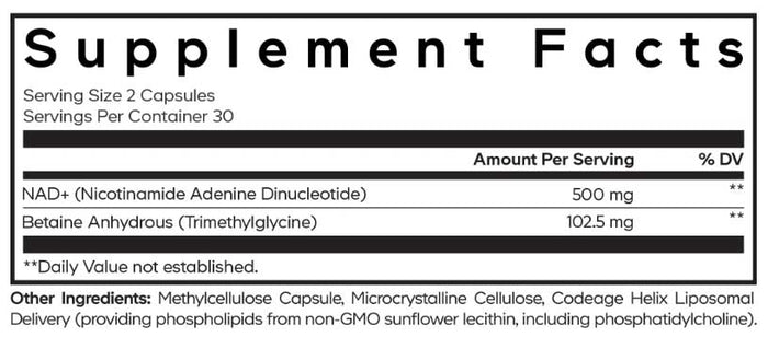 Codeage Liposomal NAD+ Eternal Ingredients