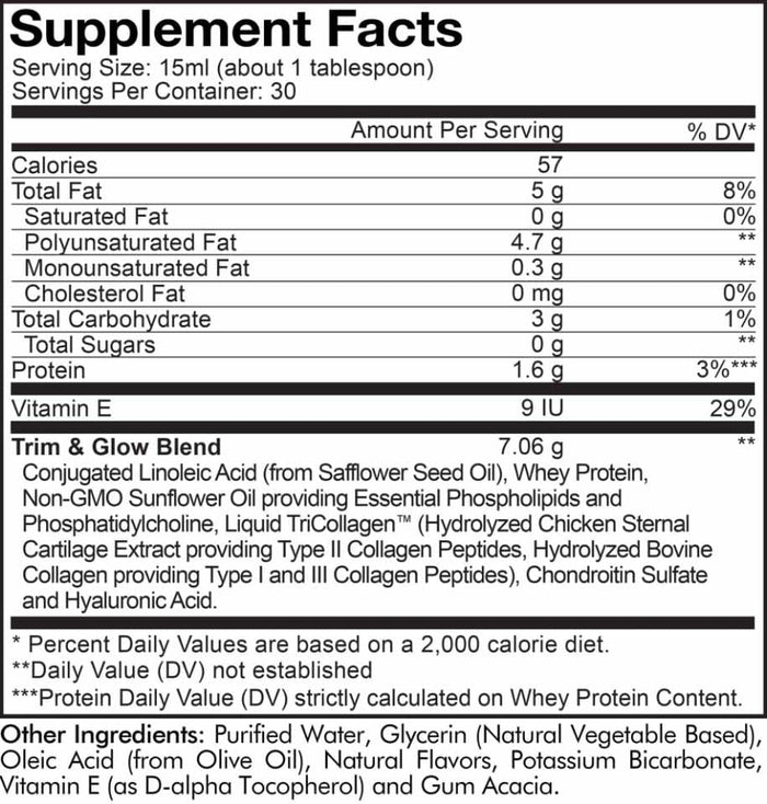 Codeage Liquid Collagen Trim & Glow Ingredients