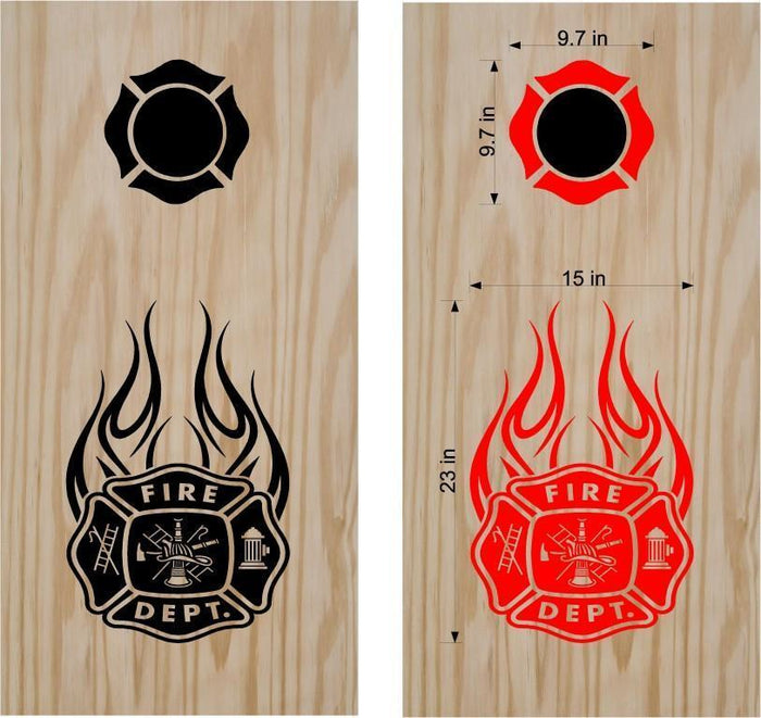 Custom Firefighter Flames Cornhole Board Decals - Fire Dept Game Stickers Sticker Chef