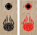 Custom Firefighter Flames Cornhole Board Decals - Fire Dept Game Stickers Sticker Chef