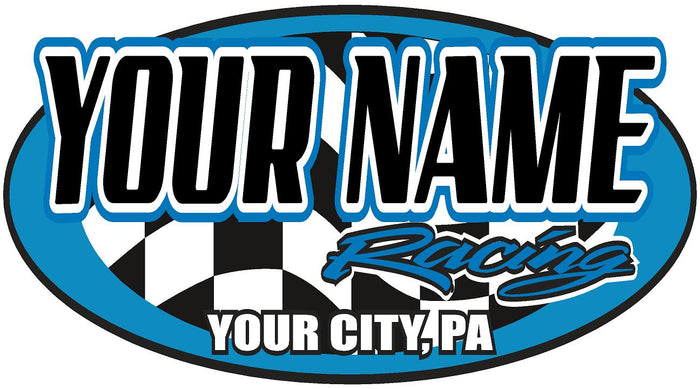 Custom Racing Team Decal - Personalized Name & City Vinyl Graphic
