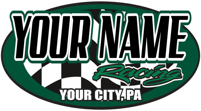 Custom Racing Team Decal - Personalized Name & City Vinyl Graphic