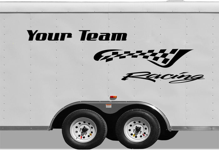 Customizable Checkered Racing Stripe Vinyl Trailer Decal - CF102 Sticker Chef