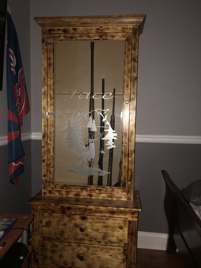 Deer Buck Mountains DIY Etched Glass Vinyl Gun