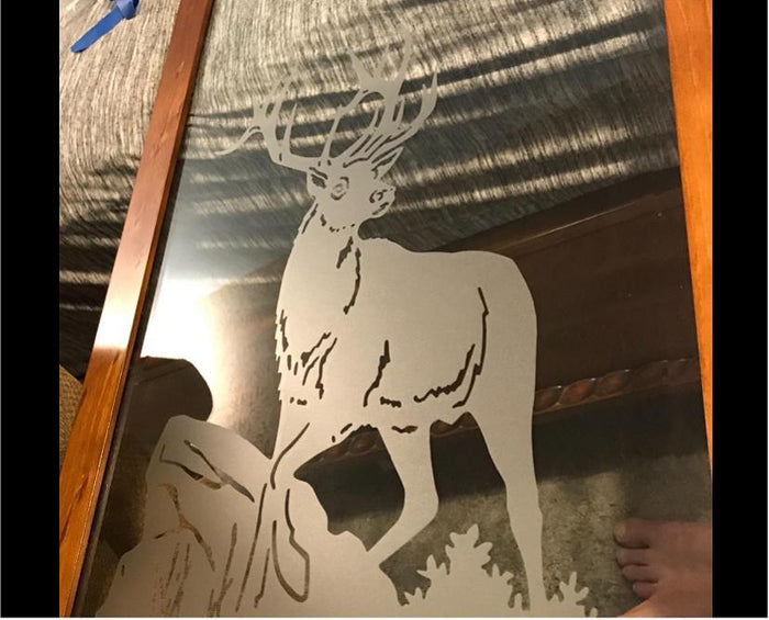 Deer Buck Mountains DIY Etched Glass Vinyl Gun
