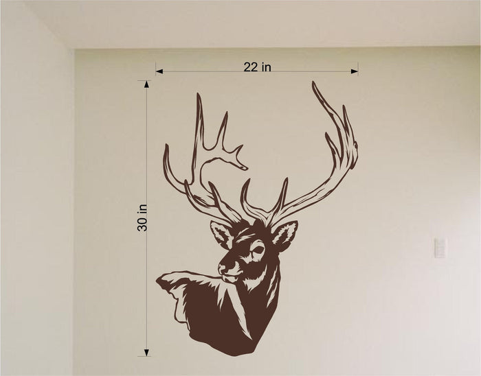 Deer Head Wall Decals - Vinyl Mural Stickers for Bedroom or Man Cave Decor Sticker Chef