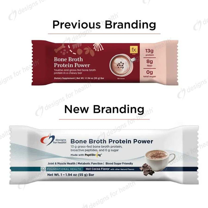 Designs for Health Bone Broth Protein Power (Previously Fx Bar) New Look