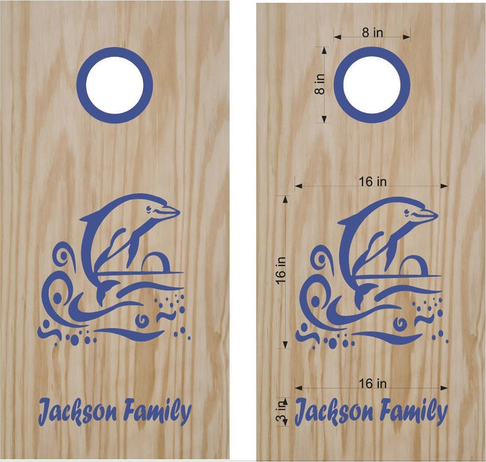 Dolphin Sunset Beach Vinyl Decal for Cornhole Boards