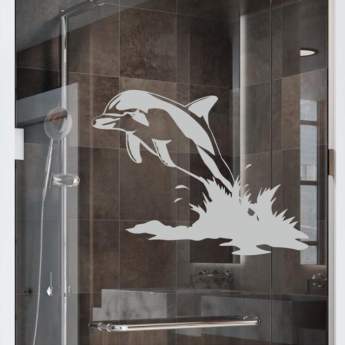 Dolphins Ocean Frosted Privacy Film - Etched Glass Decal Shower Door Bathroom Office Window