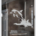 Dolphins Ocean Frosted Privacy Film - Etched Glass Decal Shower Door Bathroom Office Window