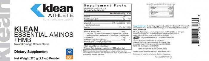 Douglas Laboratories Klean Essential Aminos +HMB Label