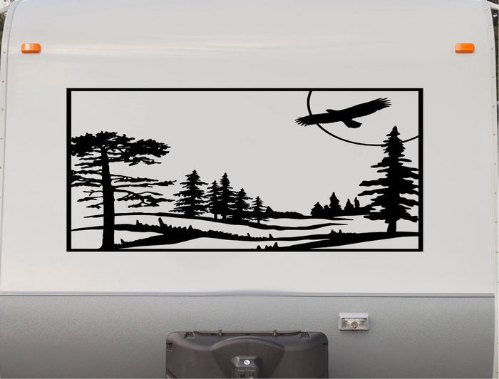 Eagle Decal RV Camper Motor Home Sticker Mountain Scene