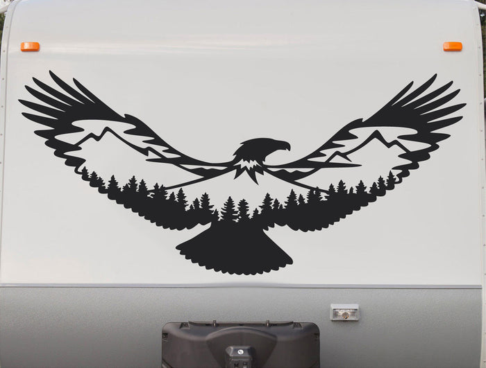 Eagle Flying Trees RV Camper 5th Wheel Motor Home Vinyl Decal Sticker
