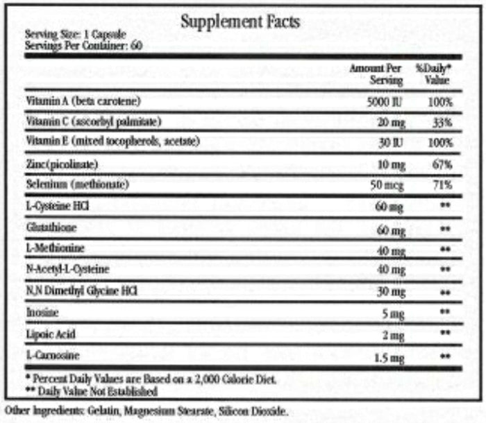 Ecological Formulas/Cardiovascular Research Free Radical Quenchers Ingredients