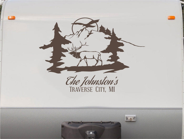 Elk Buck Mountains RV Camper Decal Sticker - Nature-Inspired Motor Home Sign CD121 Sticker Chef