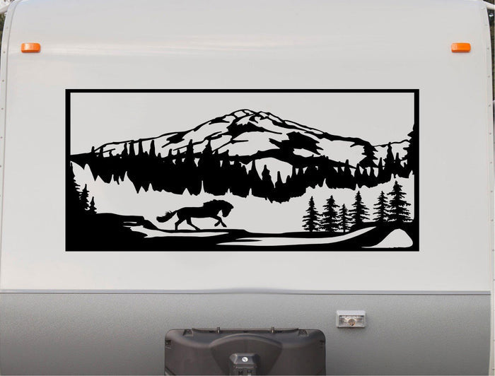 Equestrian Horse Decal RV Camper Motor Home Sticker Mountain Scene