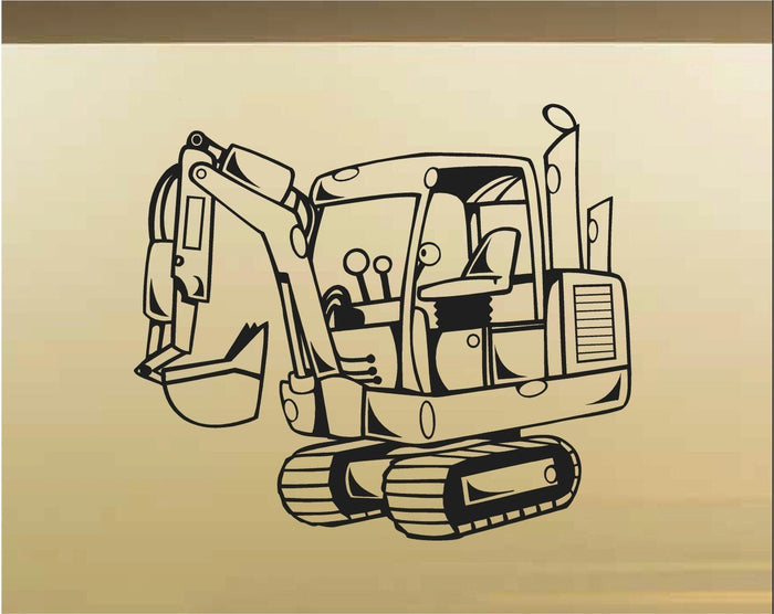 Excavator Car Wall Decal - Auto Wall Mural - Vinyl Stickers - Boys Room Decor Sticker Chef