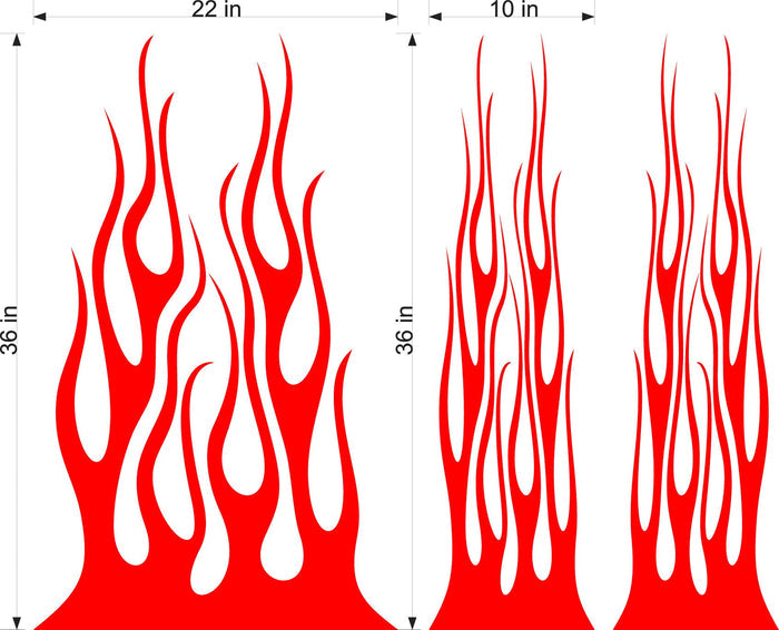 Fire Flames Car Hood and Sides Vinyl Decal Sticker Set - HF13