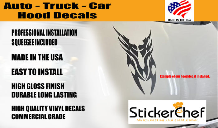 Fire Flames Car Hood and Sides Vinyl Decal Sticker Set - HF13