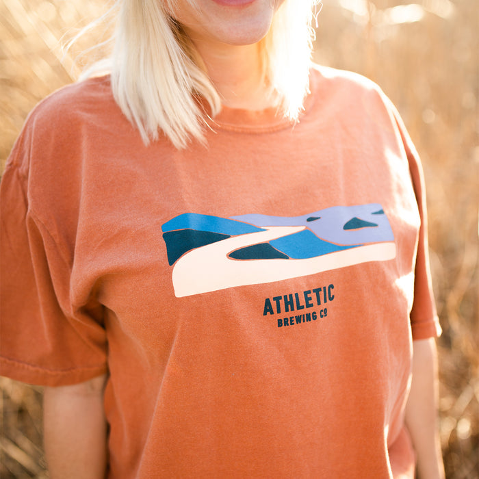 close up image of Landscape print t-shirt