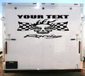 Flame Skull Racing Team Name Trailer Decal Vinyl Decal Custom Text Trailer Sticker YT301 Sticker Chef