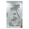 Flamingos Palm Tree Frosted Privacy Film - 24x52 Etched Glass Decal Shower Door Bathroom Window