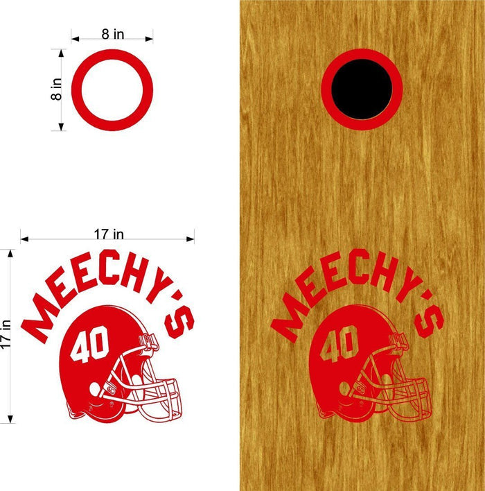 Football Helmet Your Number Cornhole Board Vinyl Decal Sticker Sticker Chef