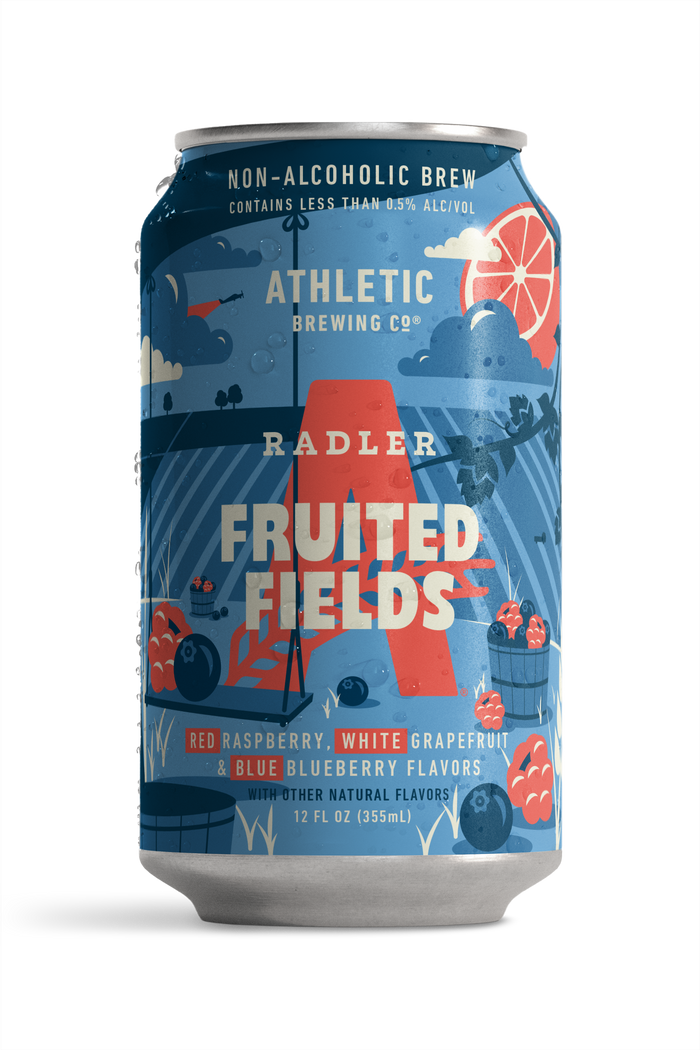 Athletic Brewing Company fruited fields non alcoholic brew with no background