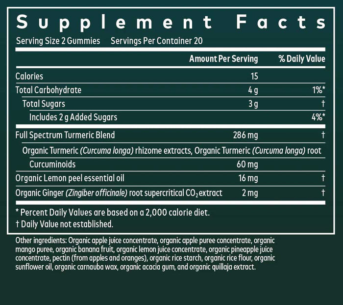 Gaia Herbs Turmeric Supreme Gummies Adult Daily Ingredients