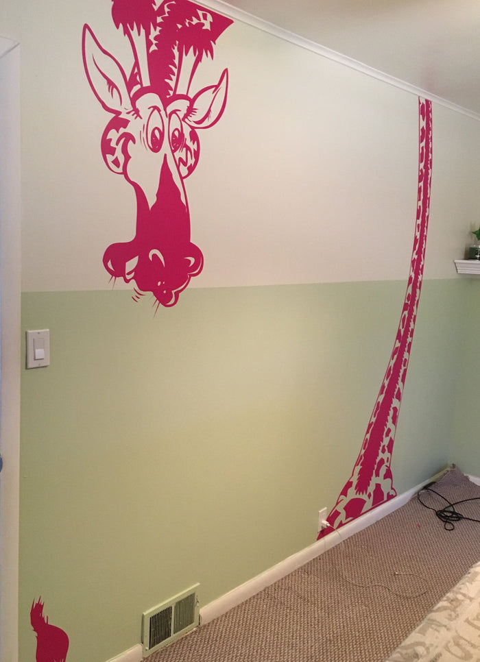 Giraffe Wall Decal - Large Vinyl Mural for Kids Rooms - 96 High x 68 Wide - Safari Zoo Theme Sticker Chef