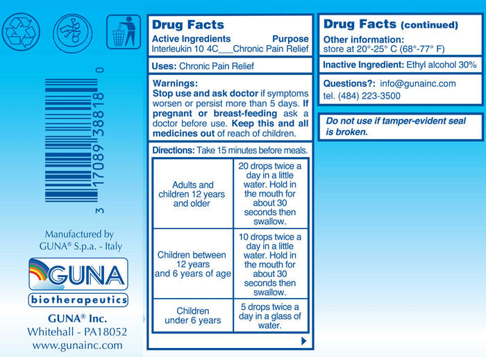 GUNA Biotherapeutics GUNA - IL 10 (Interleukin) Ingredients