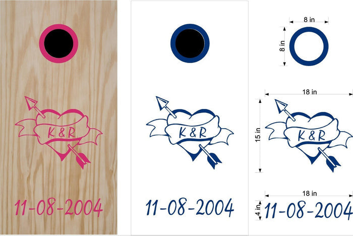 Heart  Name Wedding Date Cornhole Board Vinyl Decal Sticker Sticker Chef