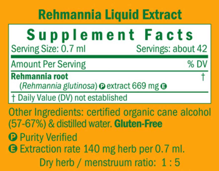 Herb Pharm Rehmannia Ingredients