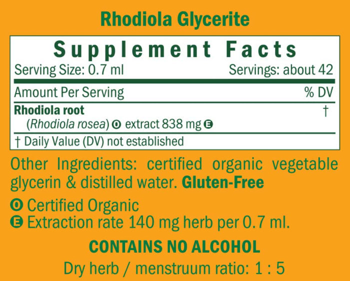 Herb Pharm Rhodiola Glycerite Alcohol-Free Ingredients