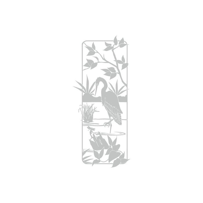 Heron Garden Scene Frosted Privacy Film - 24x52 Etched Glass Decal Shower Door Bathroom Window