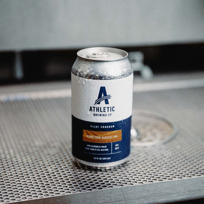 Hometown Harvest IPA can in the canning line