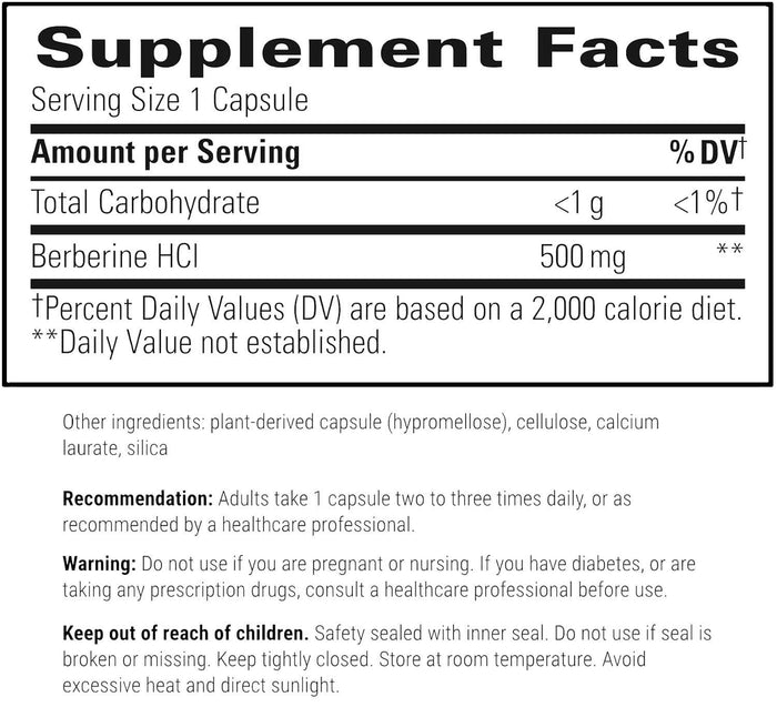 Integrative Therapeutics Berberine 500 mg Ingredients