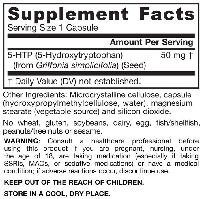 Jarrow Formulas 5-HTP 50 mg Ingredients
