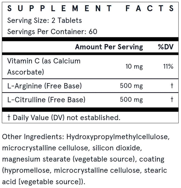 Jarrow Formulas Arginine-Citrulline Sustain Ingredients