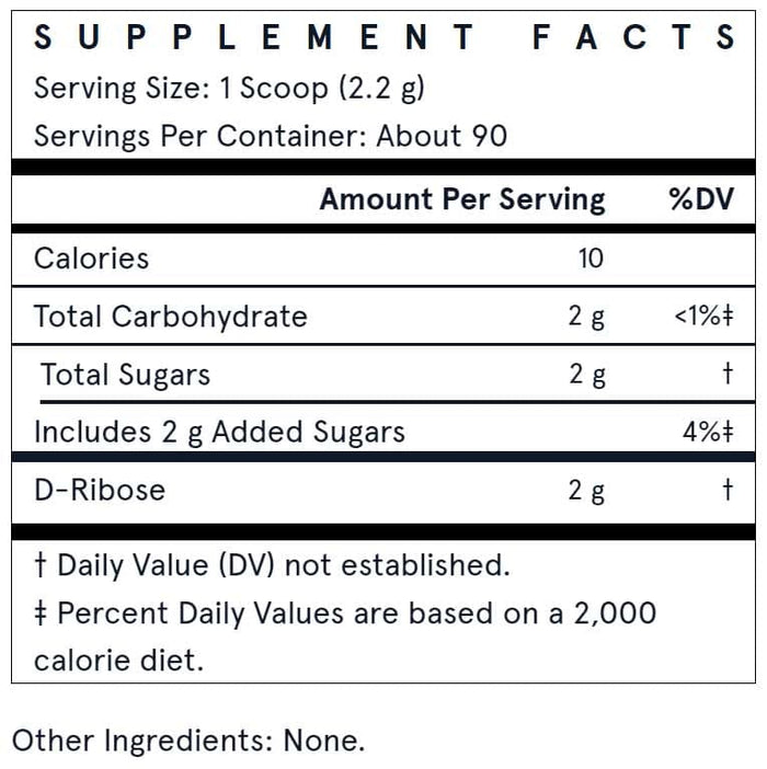 Jarrow Formulas D-Ribose Powder Ingredients