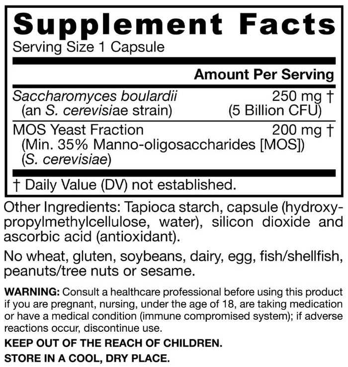 Jarrow Formulas Saccharomyces Boulardii + MOS Ingredients