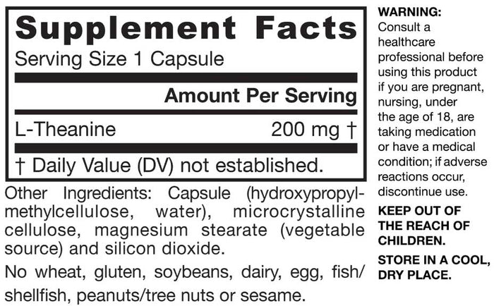 Jarrow Formulas Theanine 200 mg Ingredients