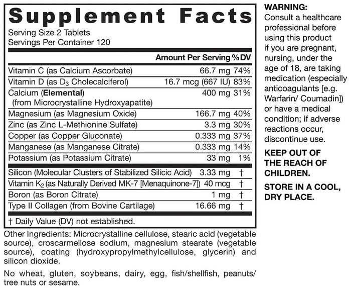 Jarrow Formulas Ultra Bone-Up Ingredients