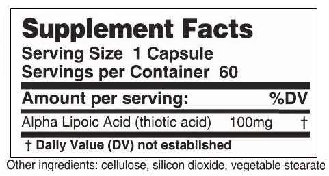 Karuna Health Alpha Lipoic Acid 100 mg Ingredients