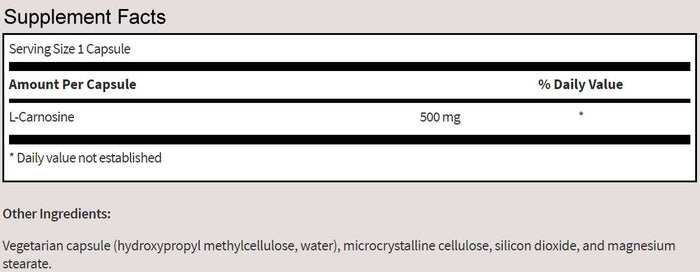 Klaire Labs L-Carnosine Ingredients