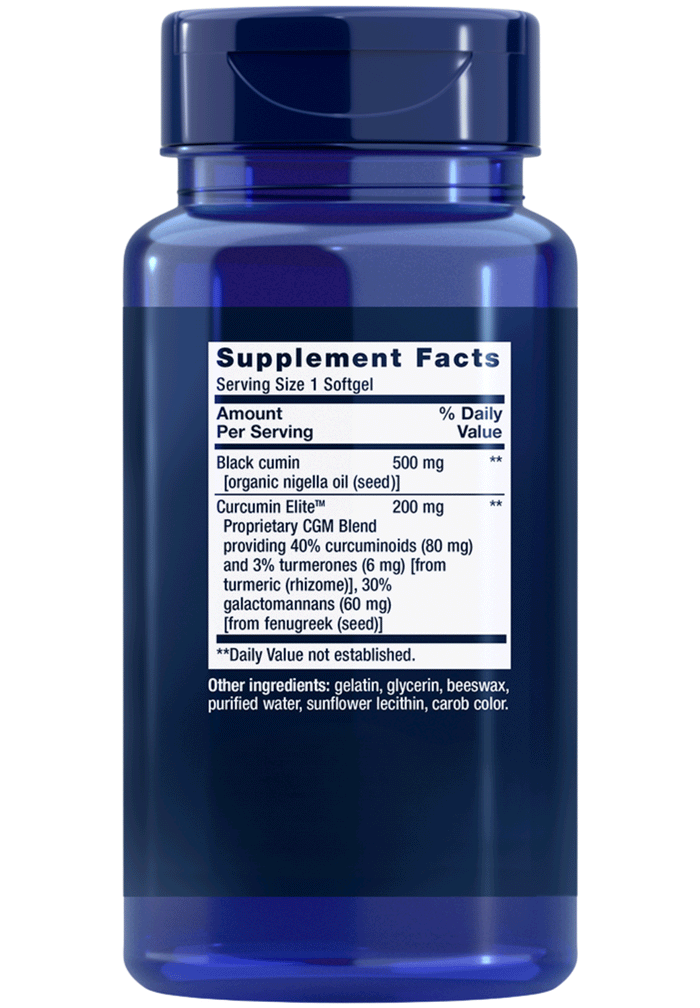 Life Extension Black Cumin Seed Oil and Curcumin Elite Ingredients