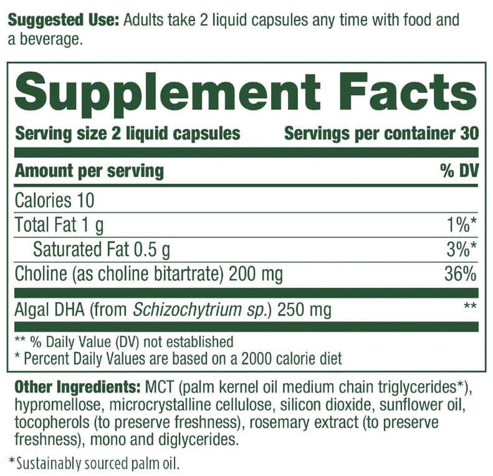 MegaFood Baby & Me 2 Prenatal DHA & Choline Ingredients