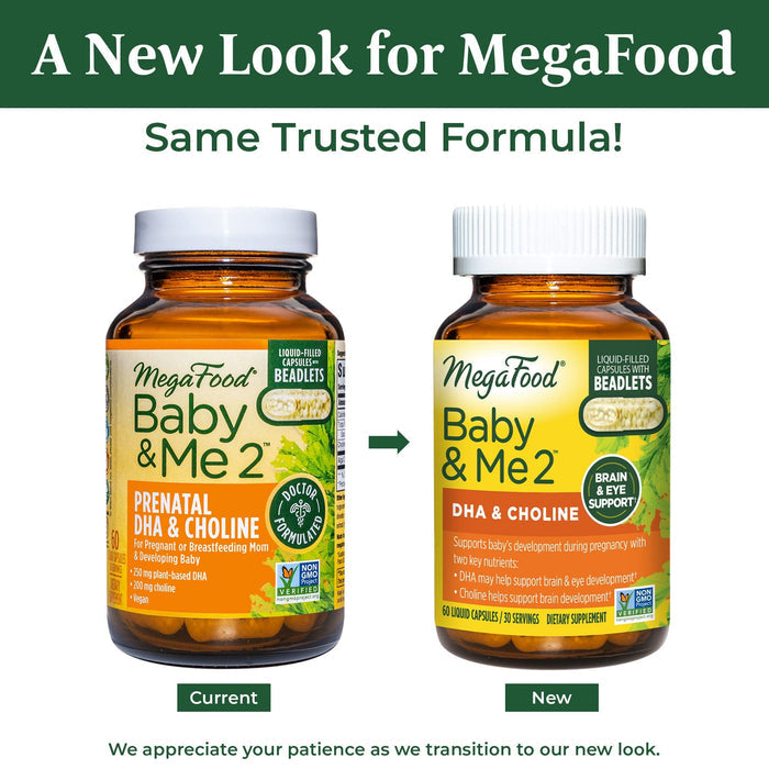 MegaFood Baby & Me 2 Prenatal DHA & Choline New Look